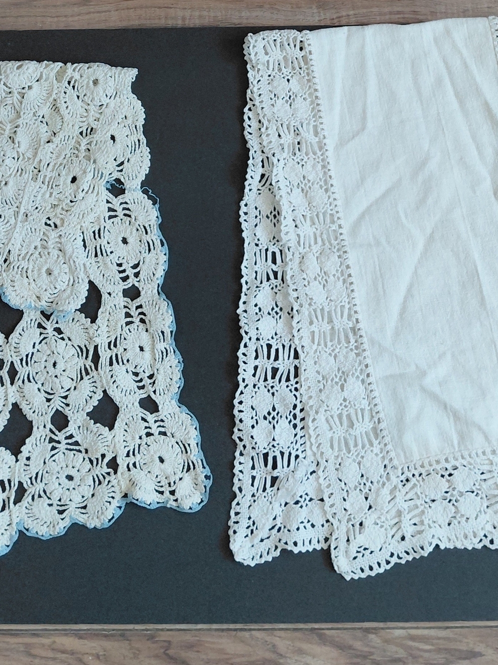 Vtg Handmade Handcrafted  2 Crochet Rectangle Laced Doilies